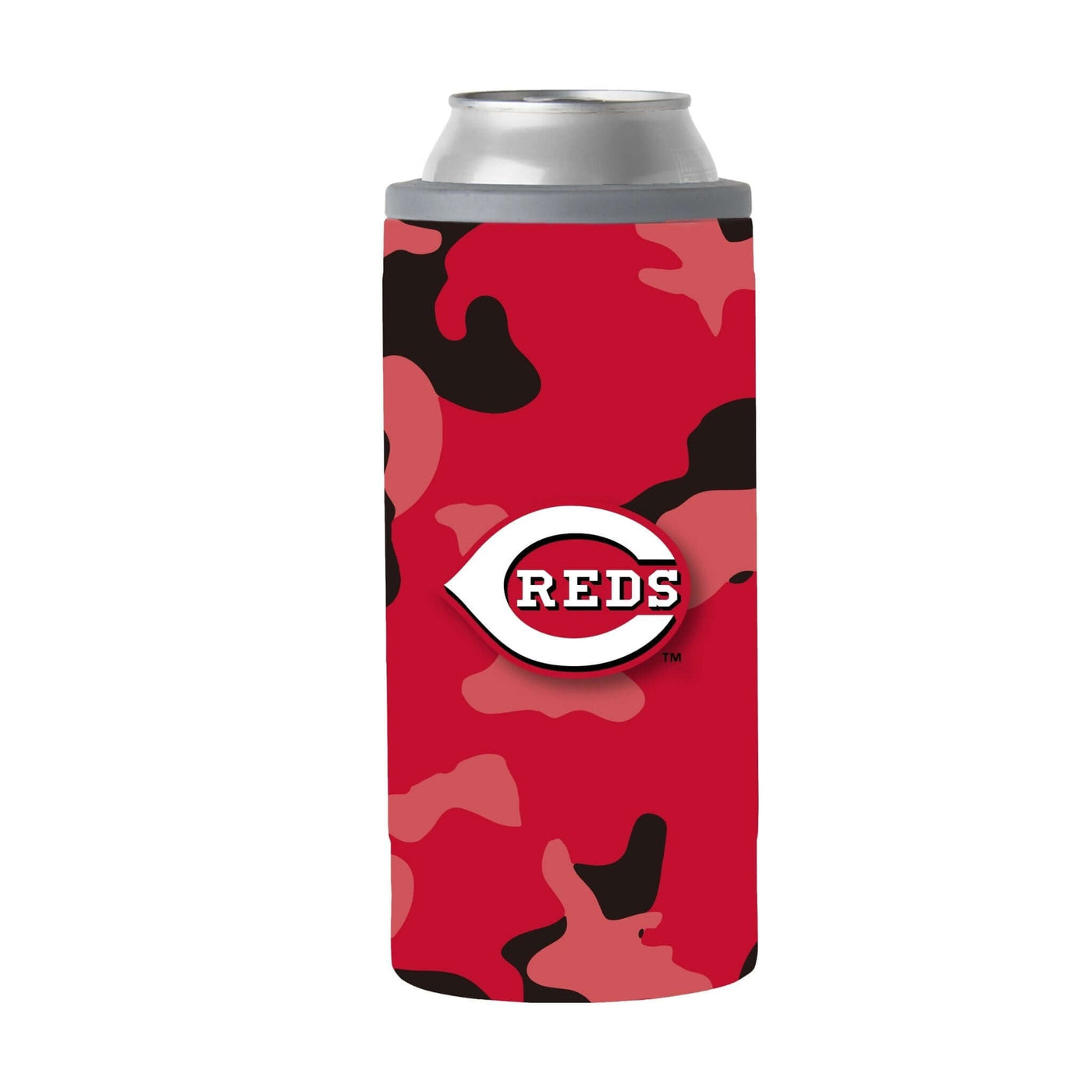 Cincinnati Reds 12oz Camo Slim Can Coolie - Logo Brands