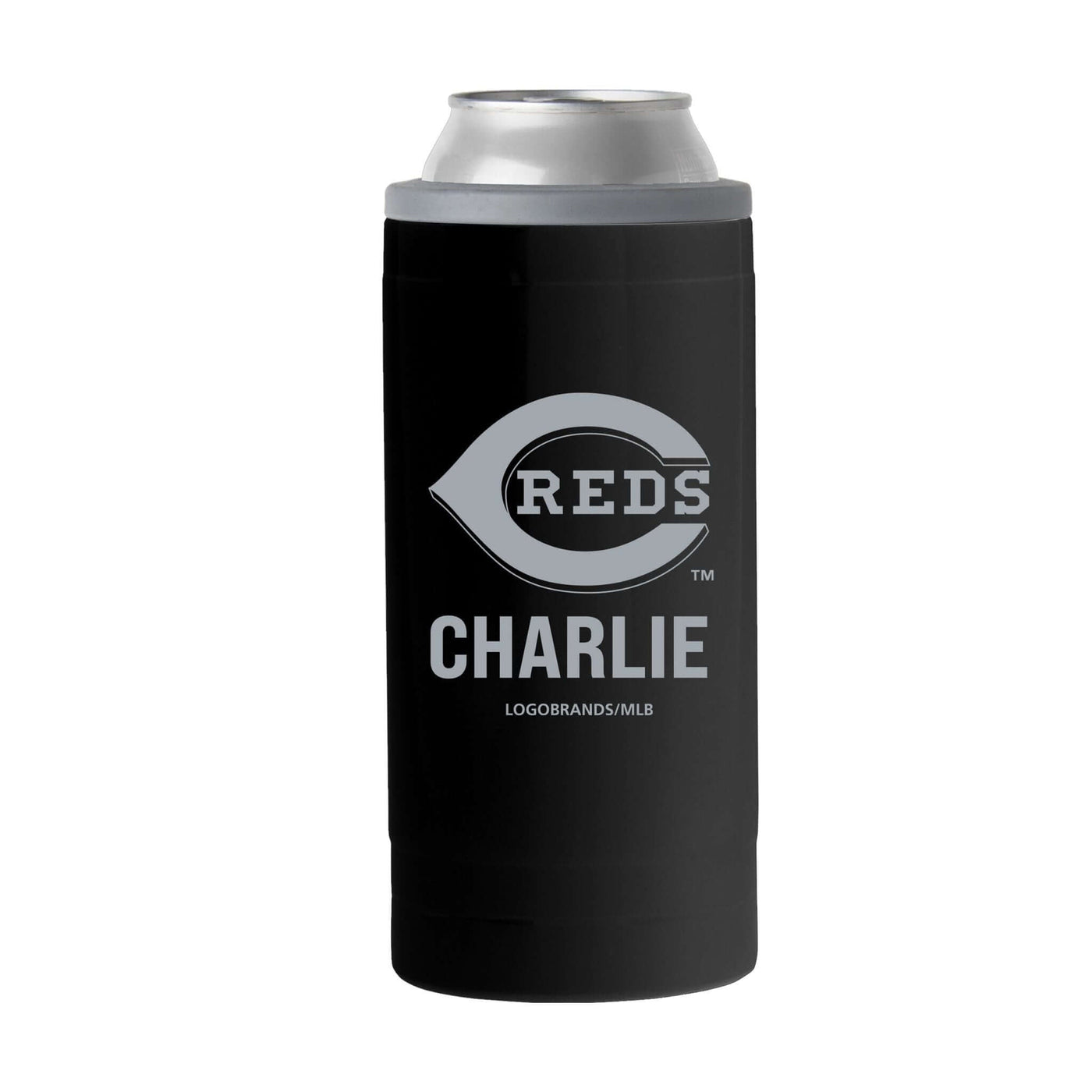 Cincinnati Reds Personalized 12oz Black Sim Can Coolie - Logo Brands