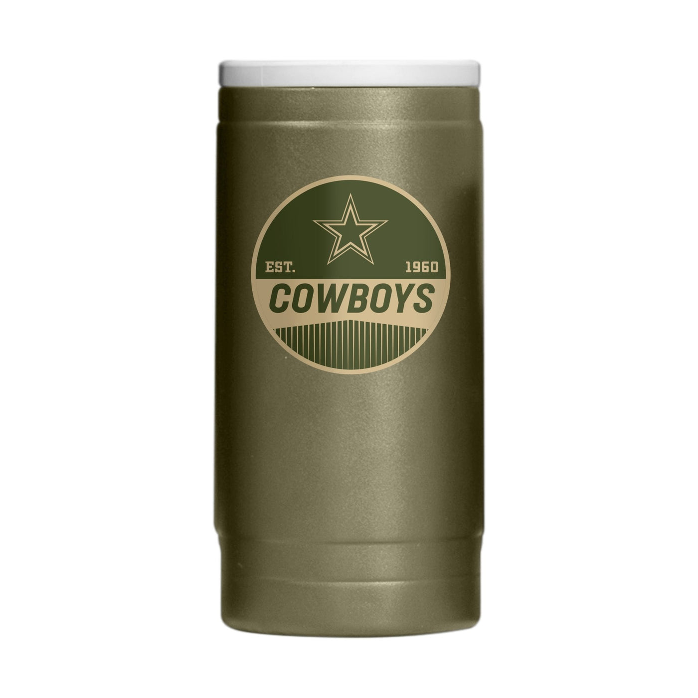 Dallas Cowboys Badge Powder Coat Slim Can Coolie - Logo Brands