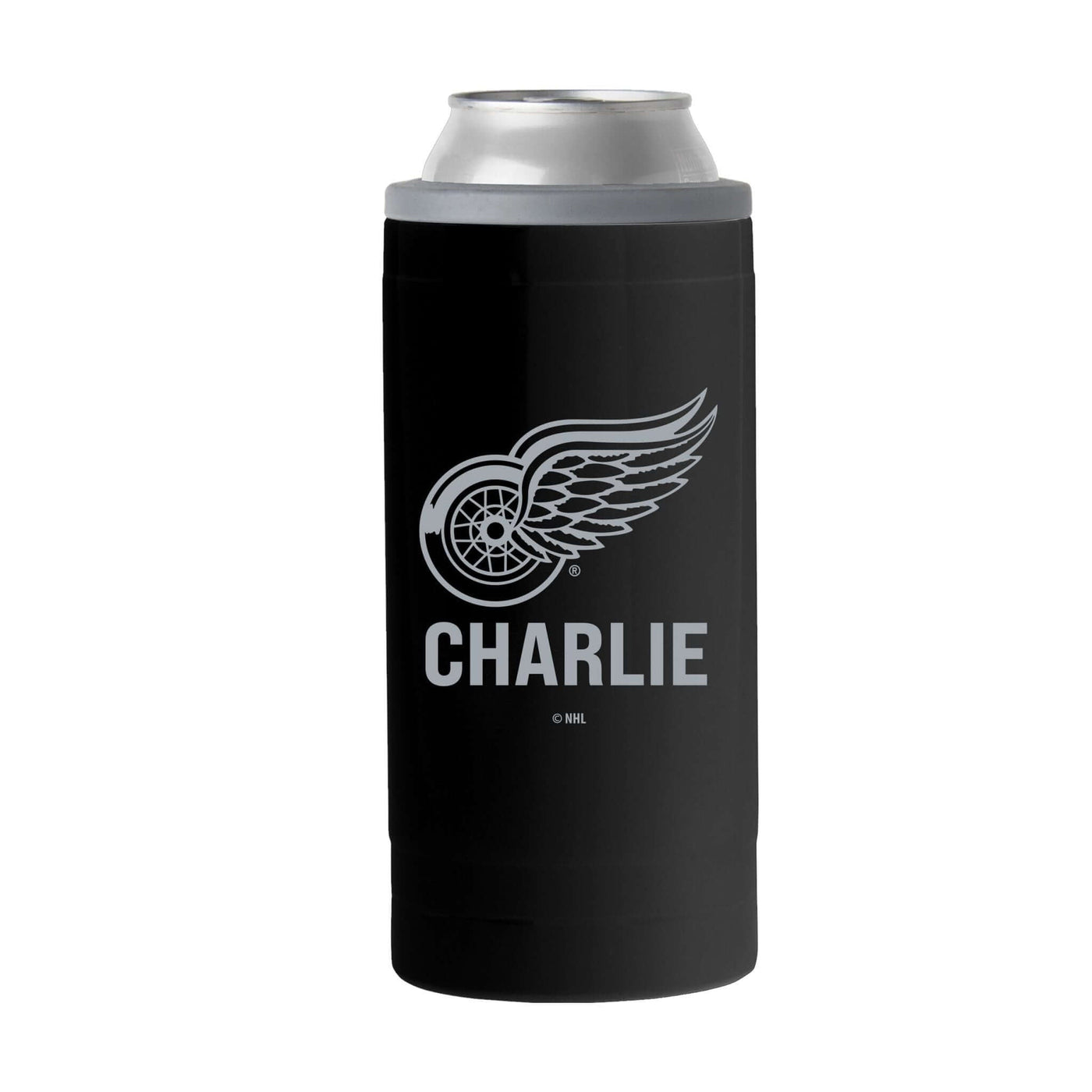 Detroit Red Wings Personalized 12oz Black Sim Can Coolie - Logo Brands