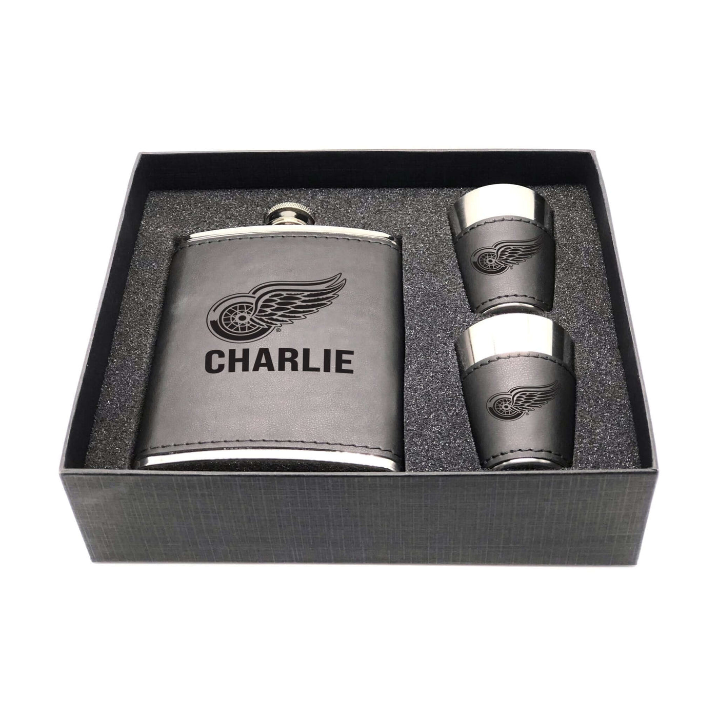 Detroit Red Wings Personalized Shot and Flask Set - Logo Brands