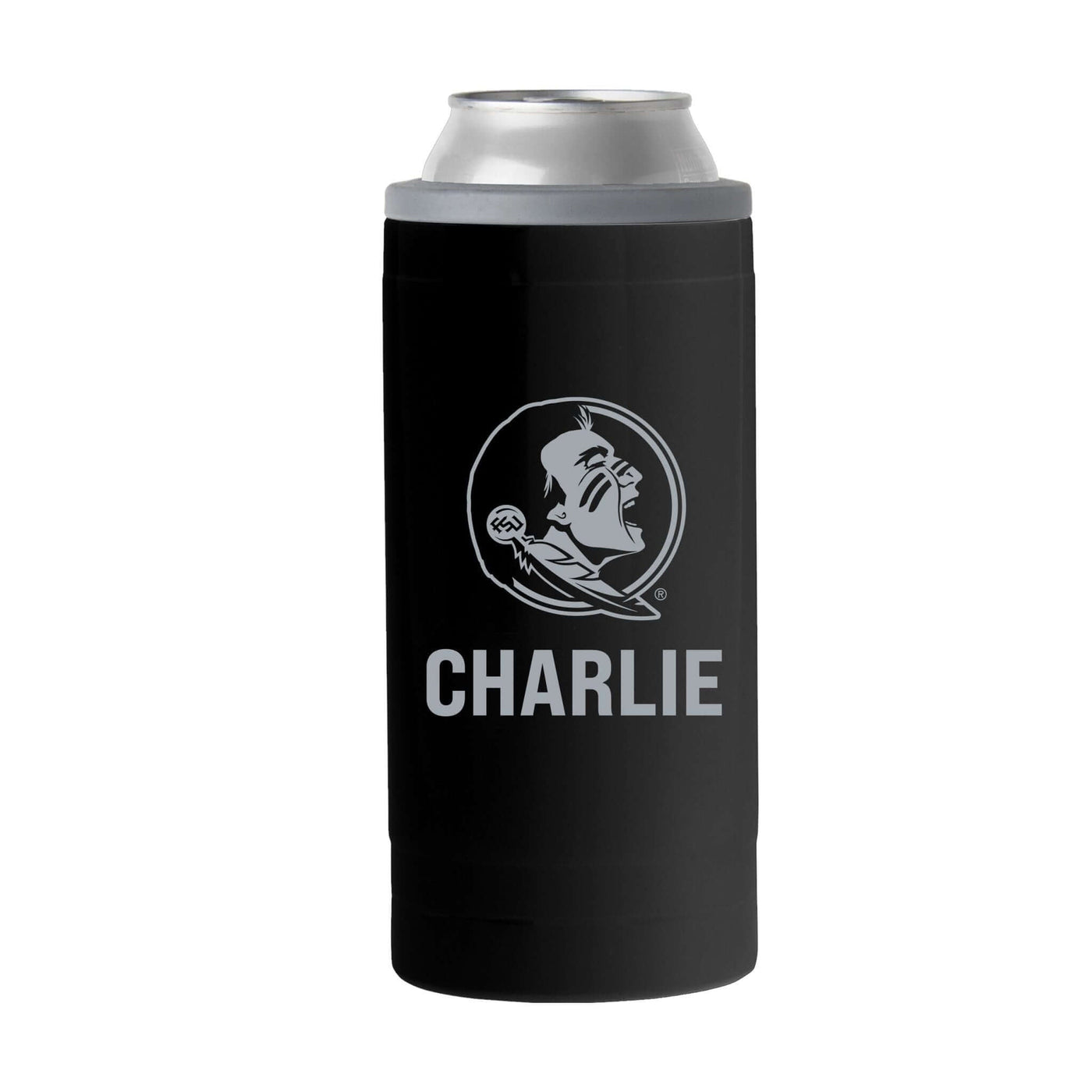 FL State Personalized 12oz Black Sim Can Coolie - Logo Brands