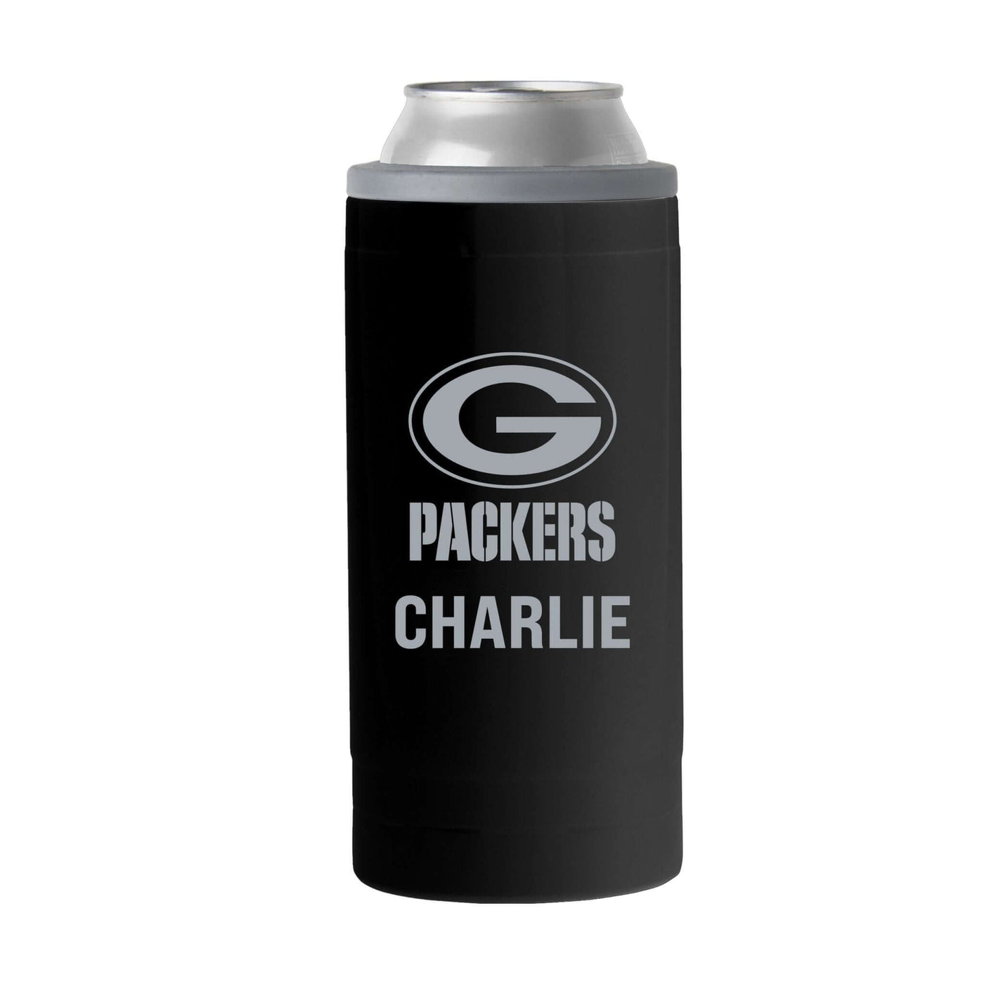 Green Bay Packers Personalized 12oz Black Sim Can Coolie - Logo Brands