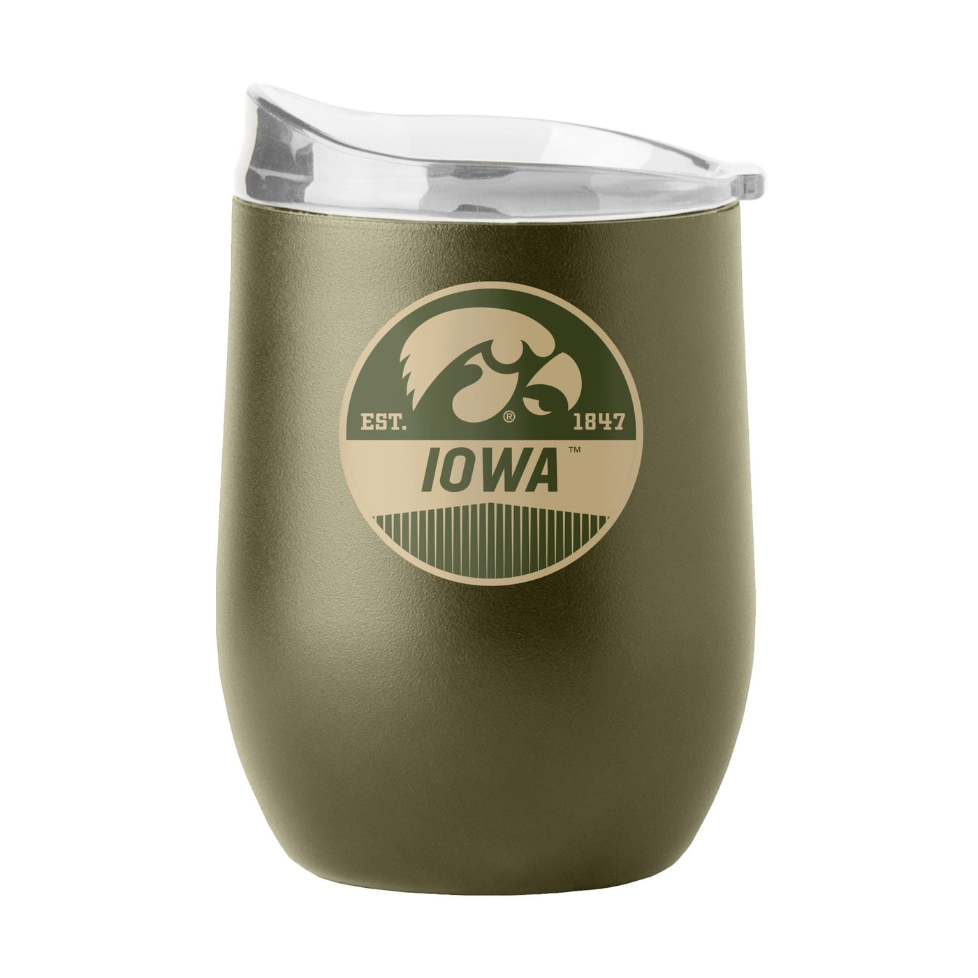 Iowa 16oz Badge Powder Coat Curved Beverage - Logo Brands