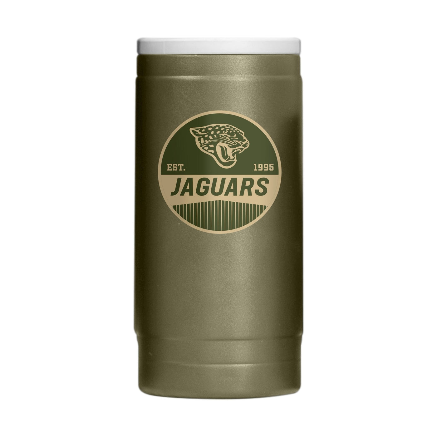Jacksonville Jaguars Badge Powder Coat Slim Can Coolie - Logo Brands