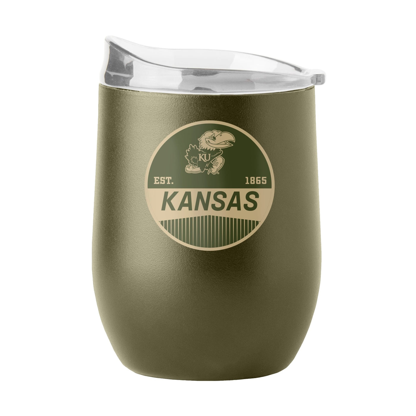 Kansas 16oz Badge Powder Coat Curved Bev - Logo Brands