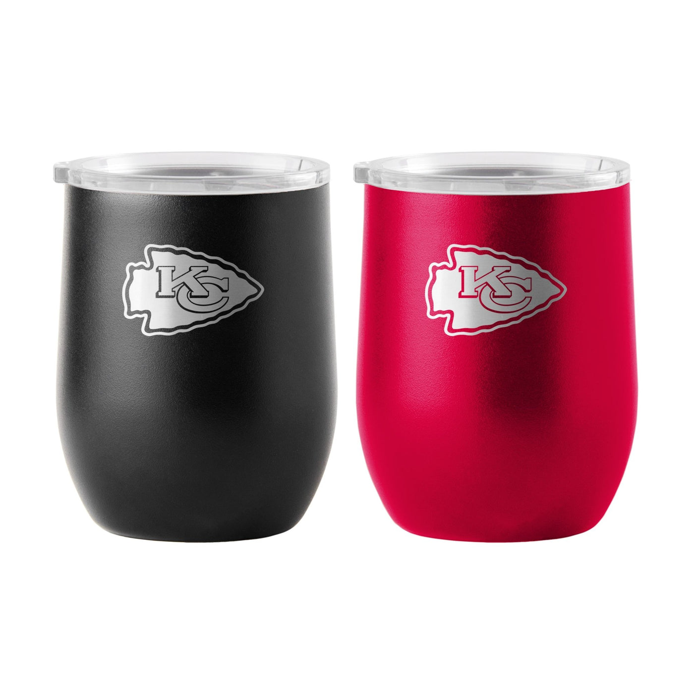 Kansas City Chiefs 16oz Yours and Mine Etch Powdercoat Curved Beverage Set - Logo Brands