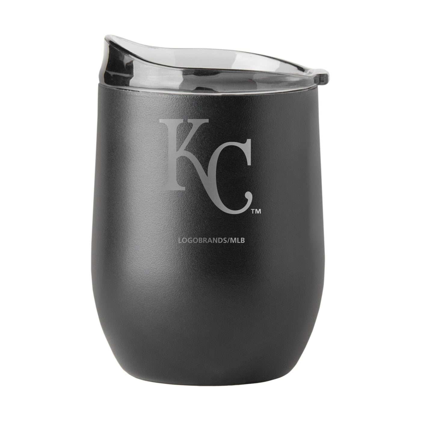 K.C Royals 16oz Etch Black Powder Coat Curved Beverage - Logo Brands