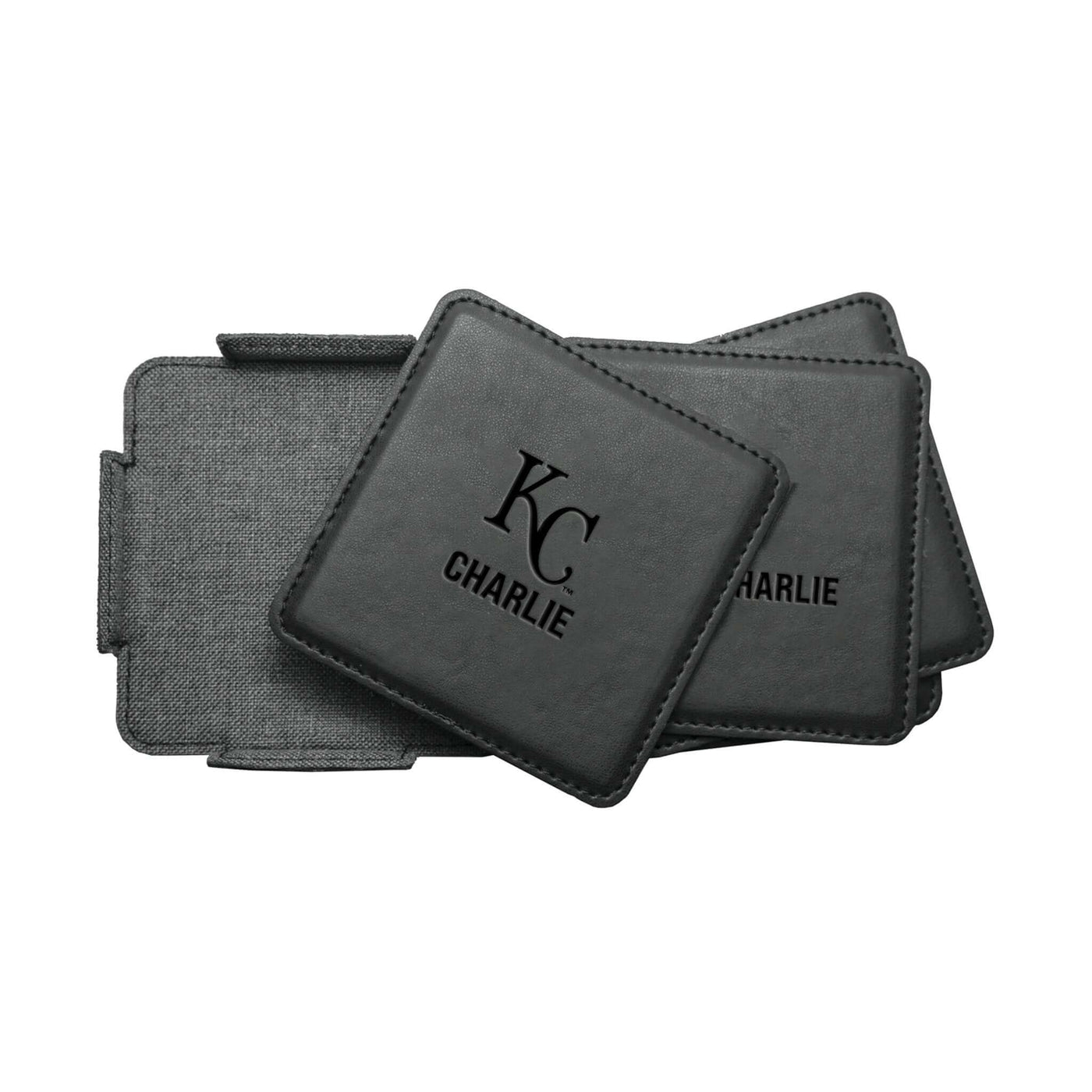 K.C Royals Personalized Leatherette Coaster Set - Logo Brands