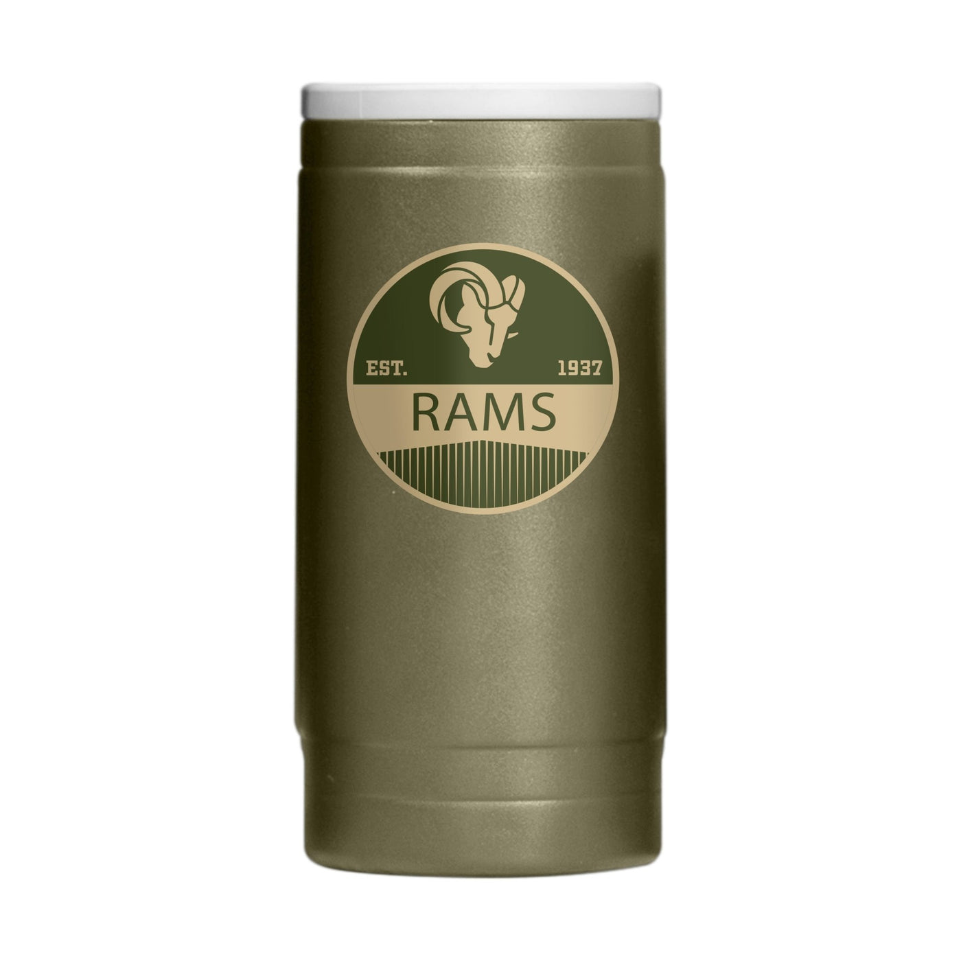 LA Rams Badge Powder Coat Slim Can Coolie - Logo Brands