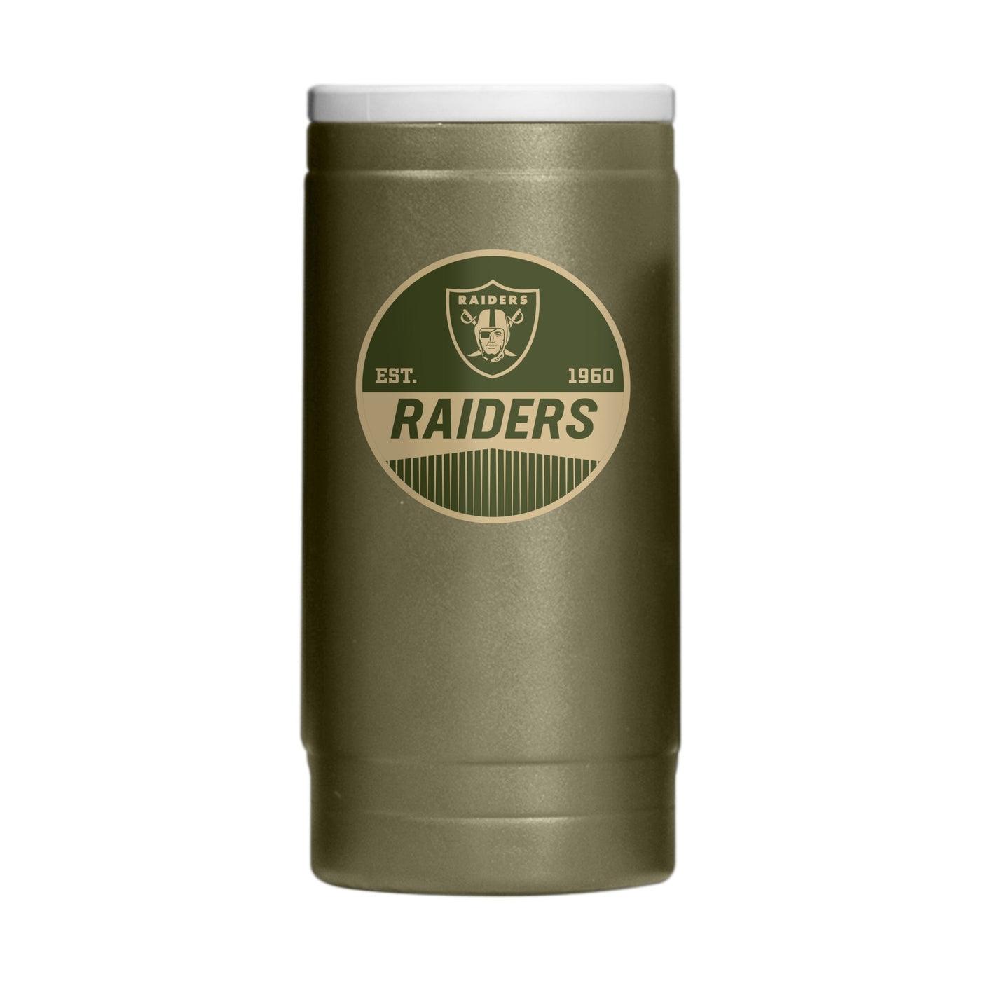Las Vegas Raiders Badge Powder Coat Slim Can Coolie - Logo Brands