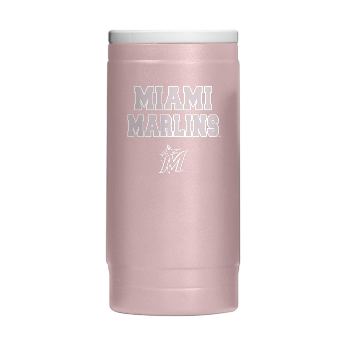 Miami Marlins Stencil Powder Coat Slim Can Coolie - Logo Brands