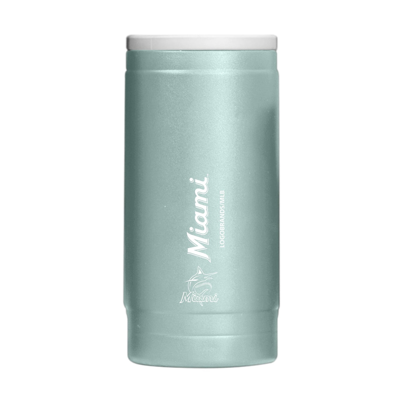 Miami Marlins Vertical Powder Coat Slim Can Coolie - Logo Brands