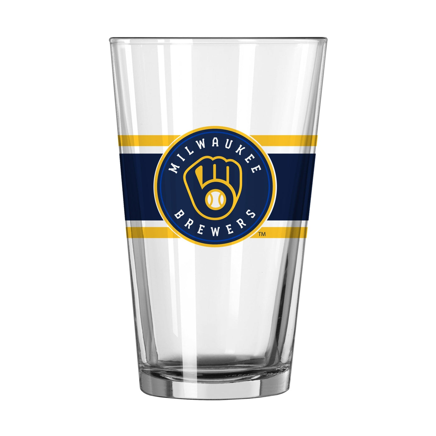 Milwaukee Brewers 16oz Stripe Pint Glass - Logo Brands