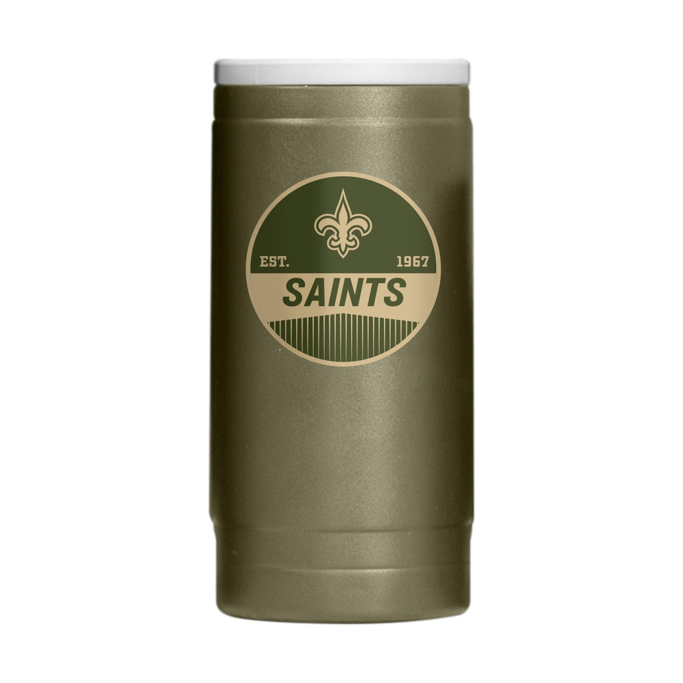 New Orleans Saints Badge Powder Coat Slim Can Coolie - Logo Brands
