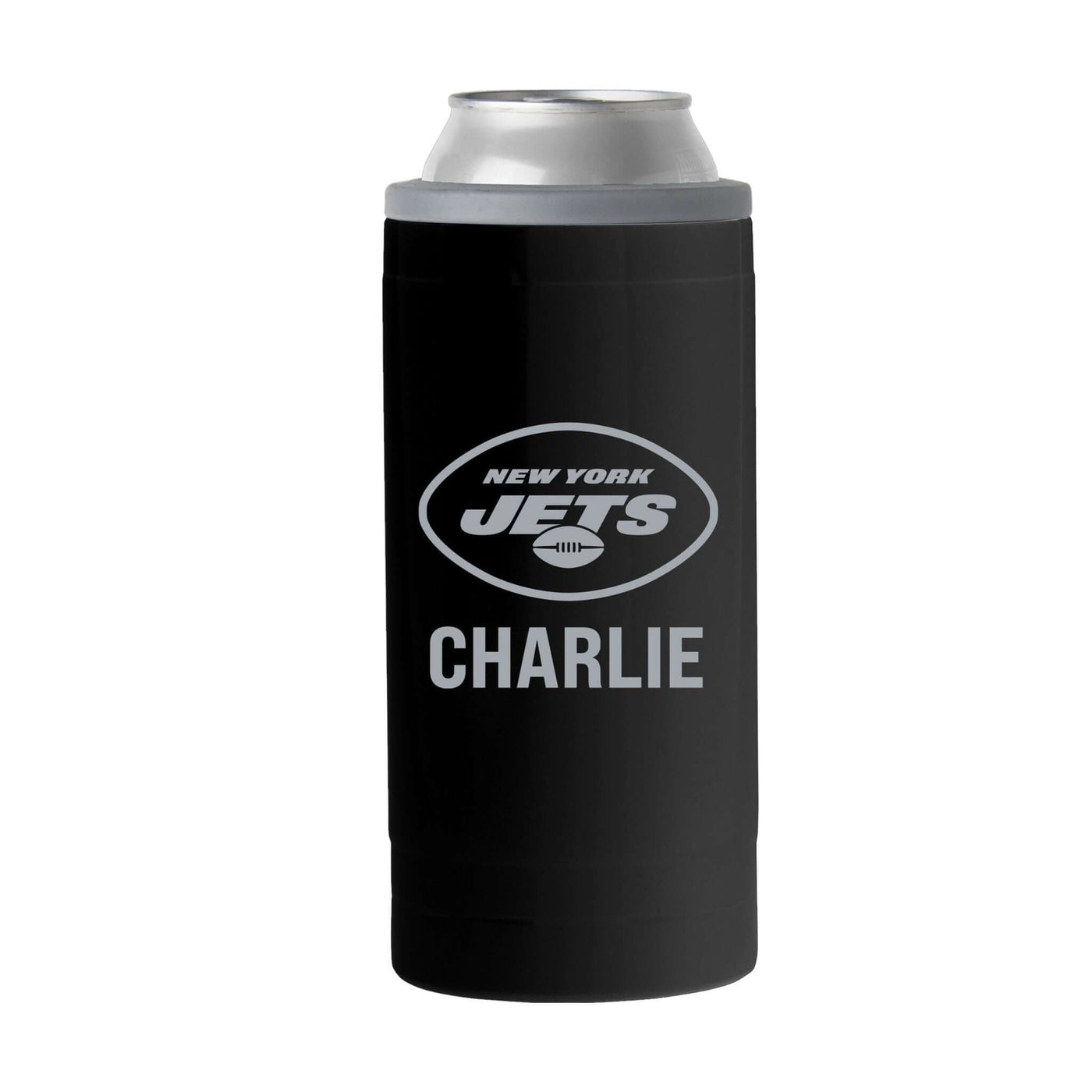New York Jets Personalized 12oz Black Sim Can Coolie - Logo Brands