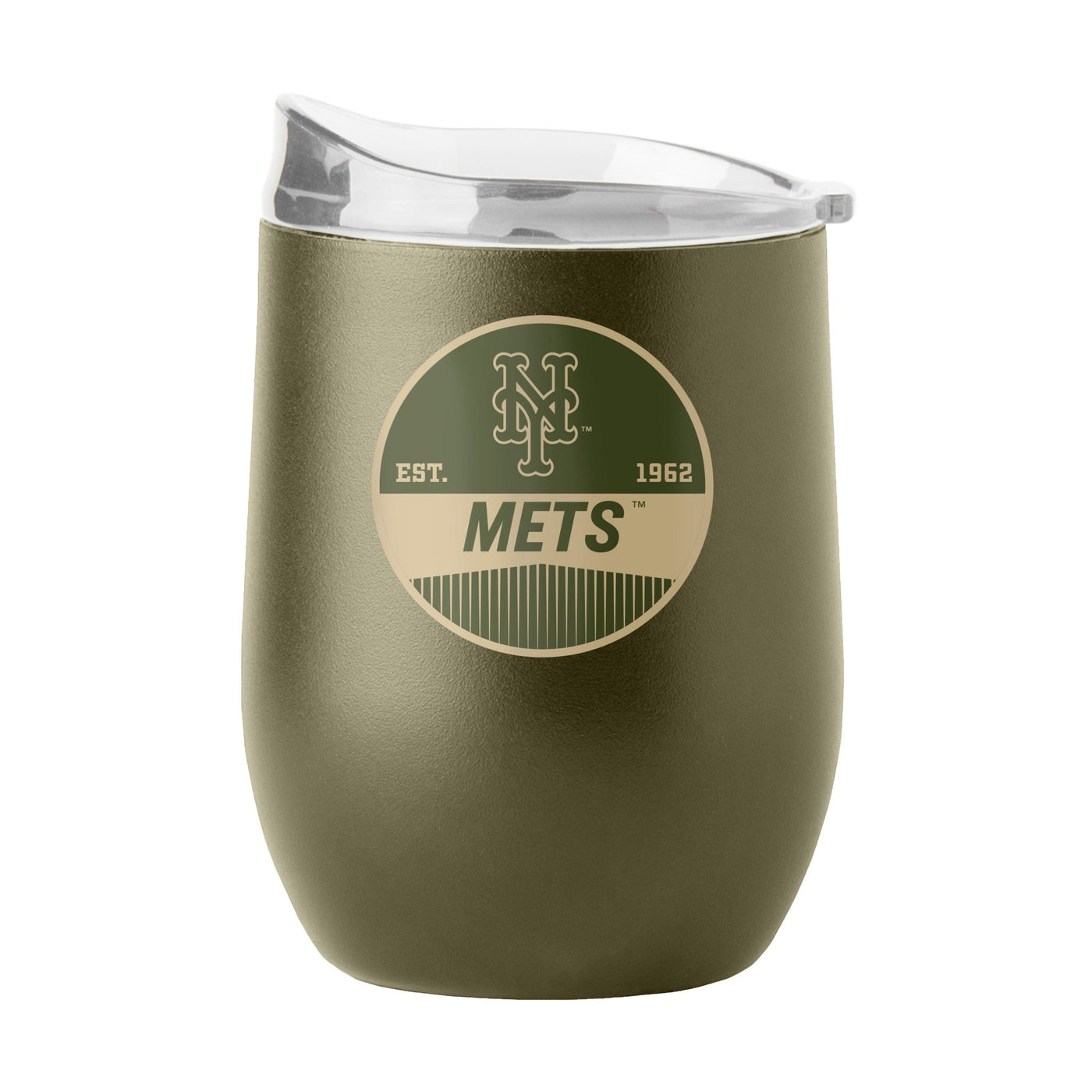 New York Mets 16oz Badge Powder Coat Curved Beverage - Logo Brands
