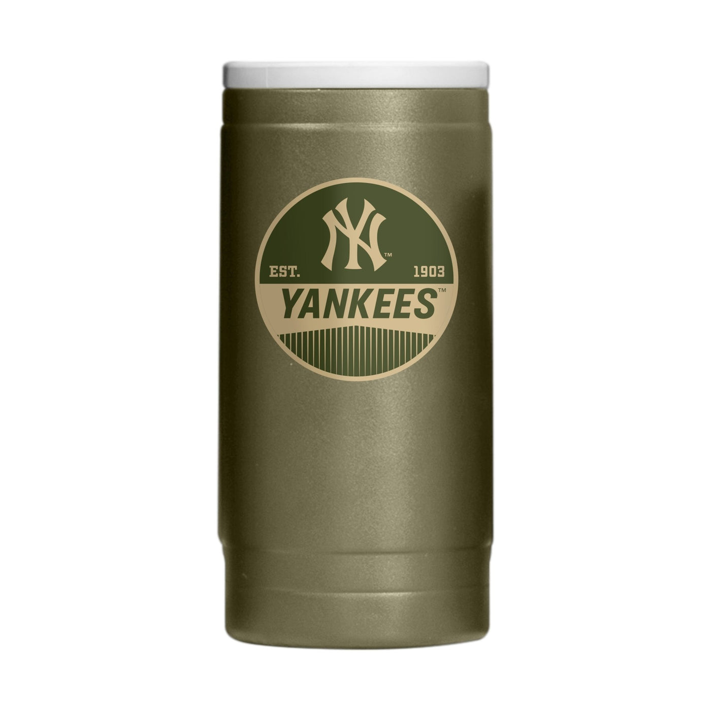 New York Yankees Badge Powder Coat Slim Can Coolie - Logo Brands