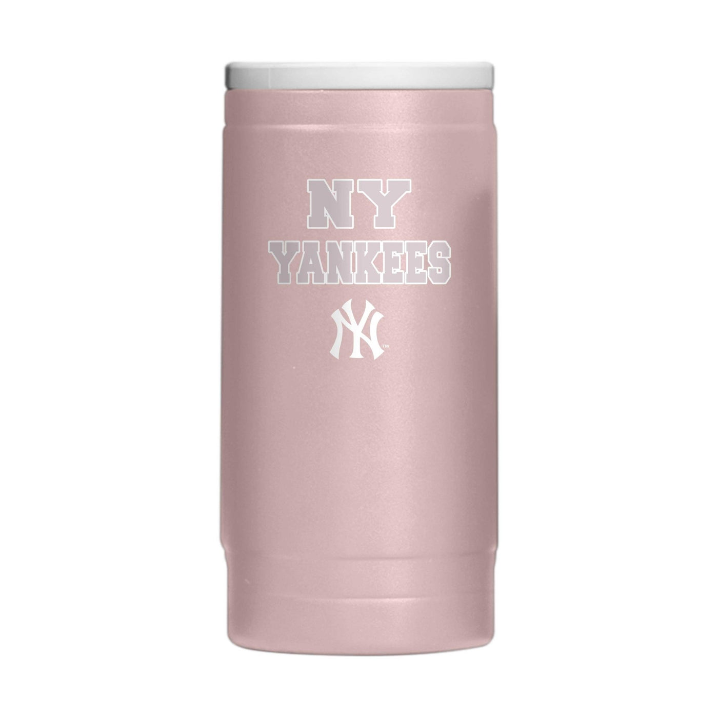 New York Yankees Stencil Powder Coat Slim Can Coolie - Logo Brands