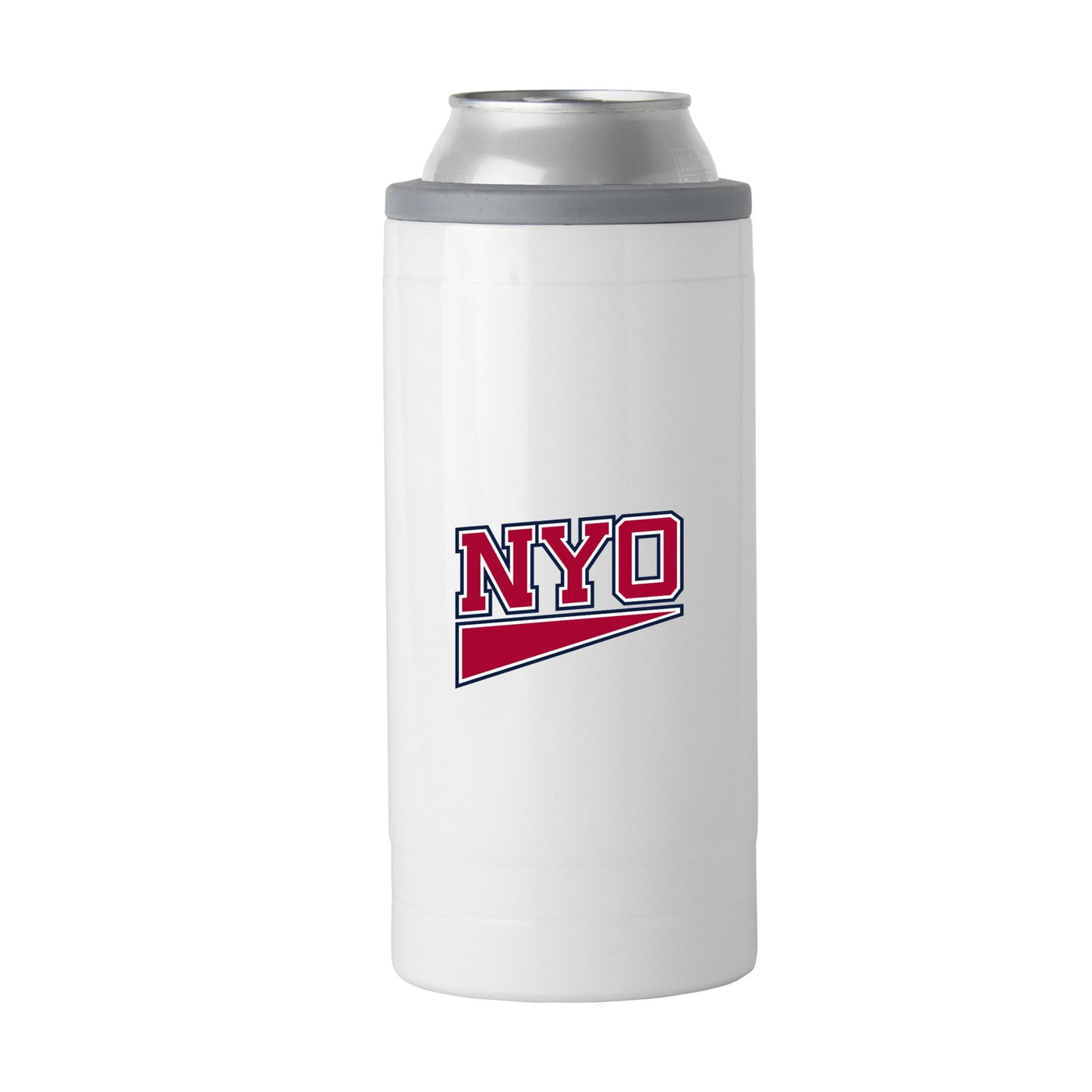 NYO White 12oz Slim Can Coolie - Logo Brands