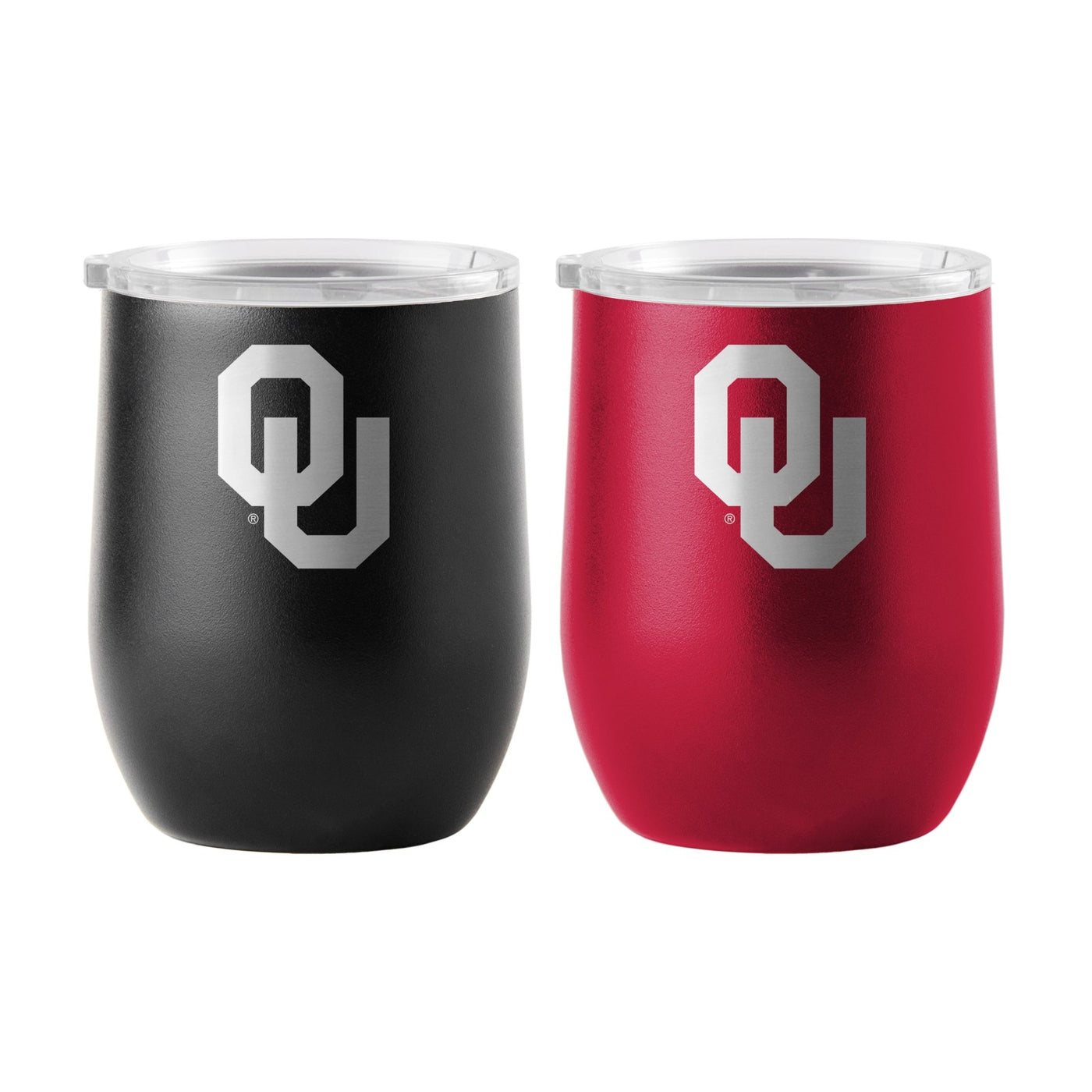 Oklahoma 16oz Yours and Mine Etch Powdercoat Curved Beverage Set - Logo Brands