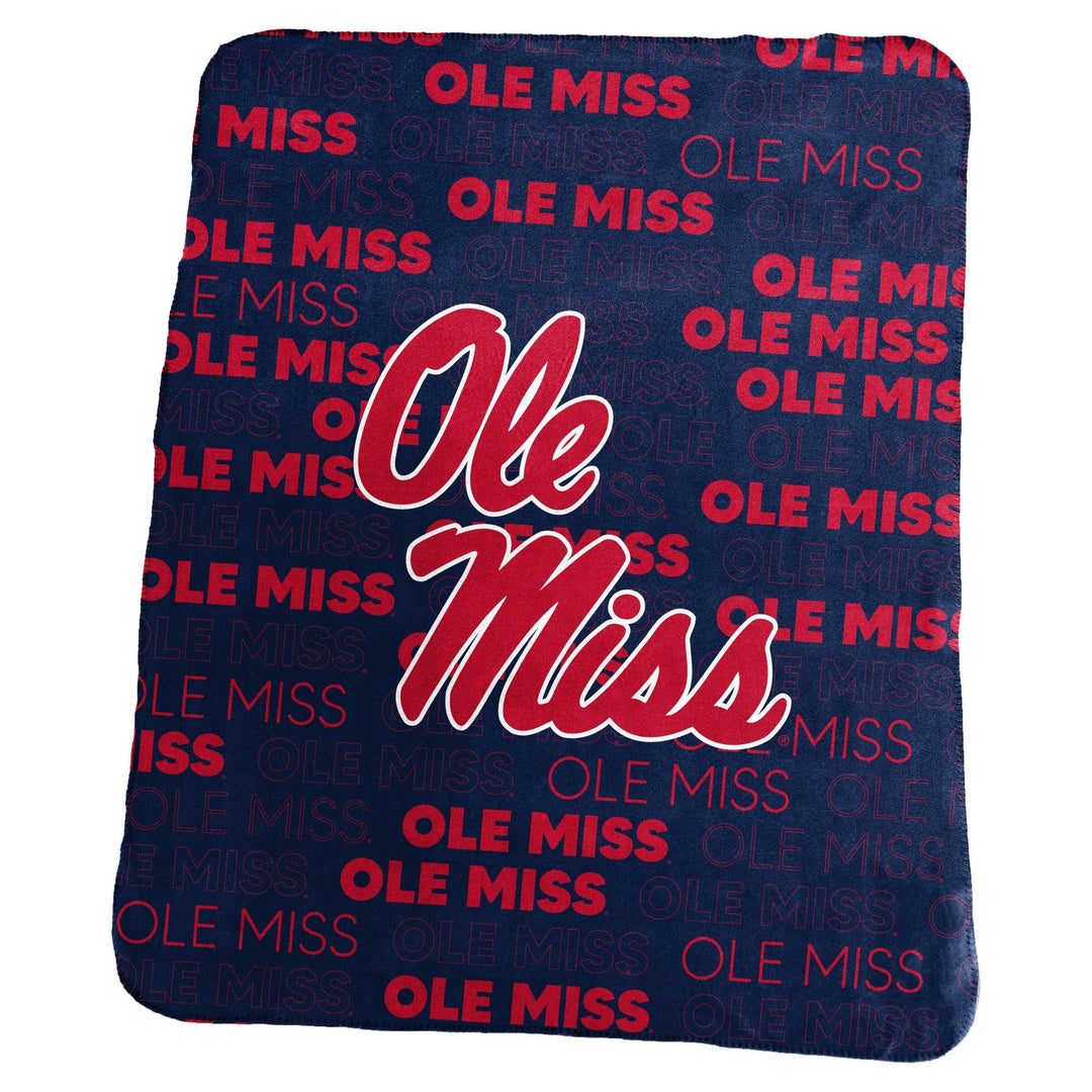 University of Mississippi Ole Miss Rebels 2024 Logo Helmet Hoop Fleece Throw Blanket