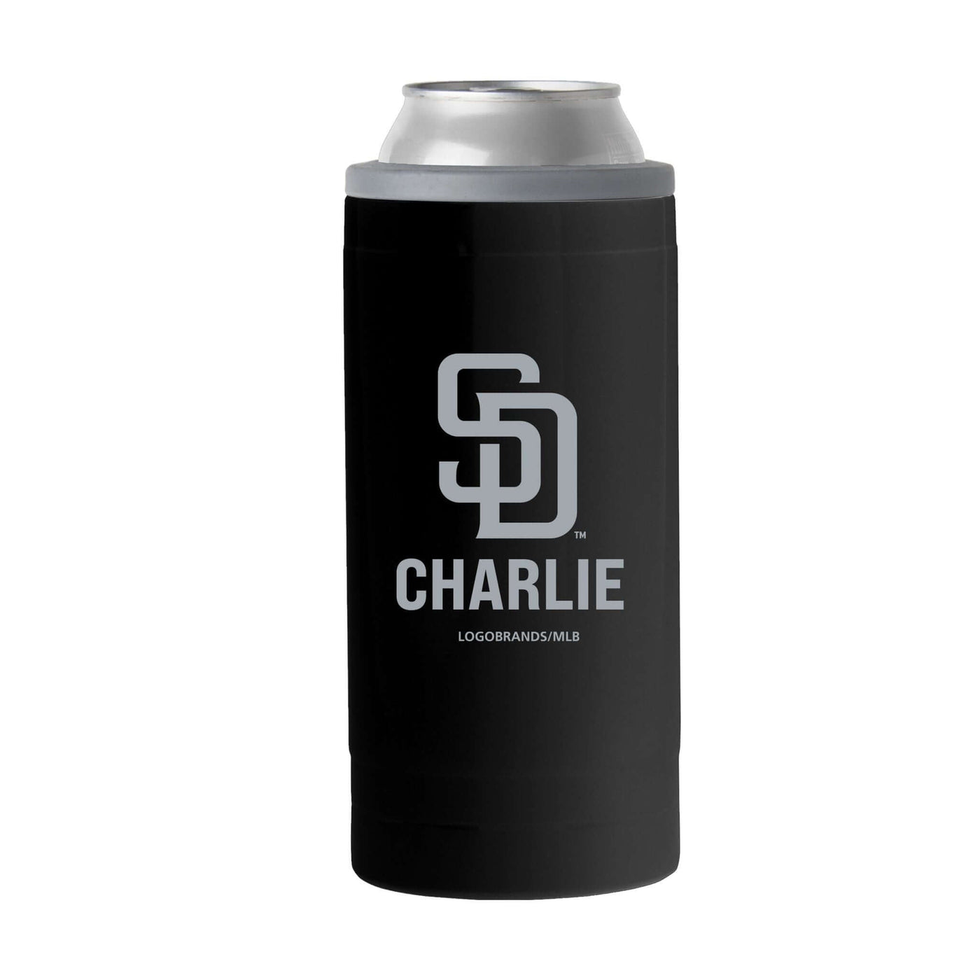 San Diego Padres Personalized 12oz Black Sim Can Coolie - Logo Brands