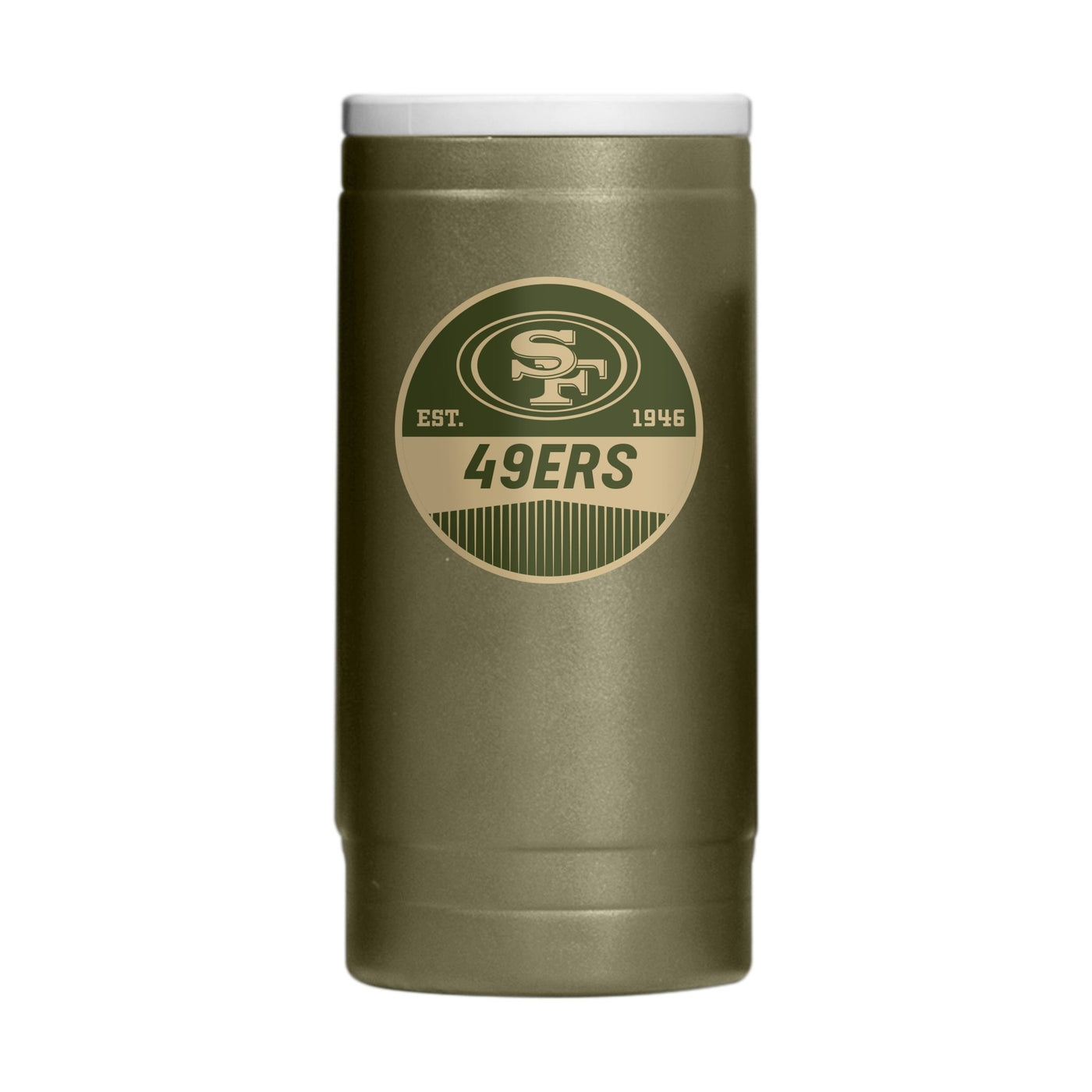 San Francisco 49ers Badge Powder Coat Slim Can Coolie - Logo Brands