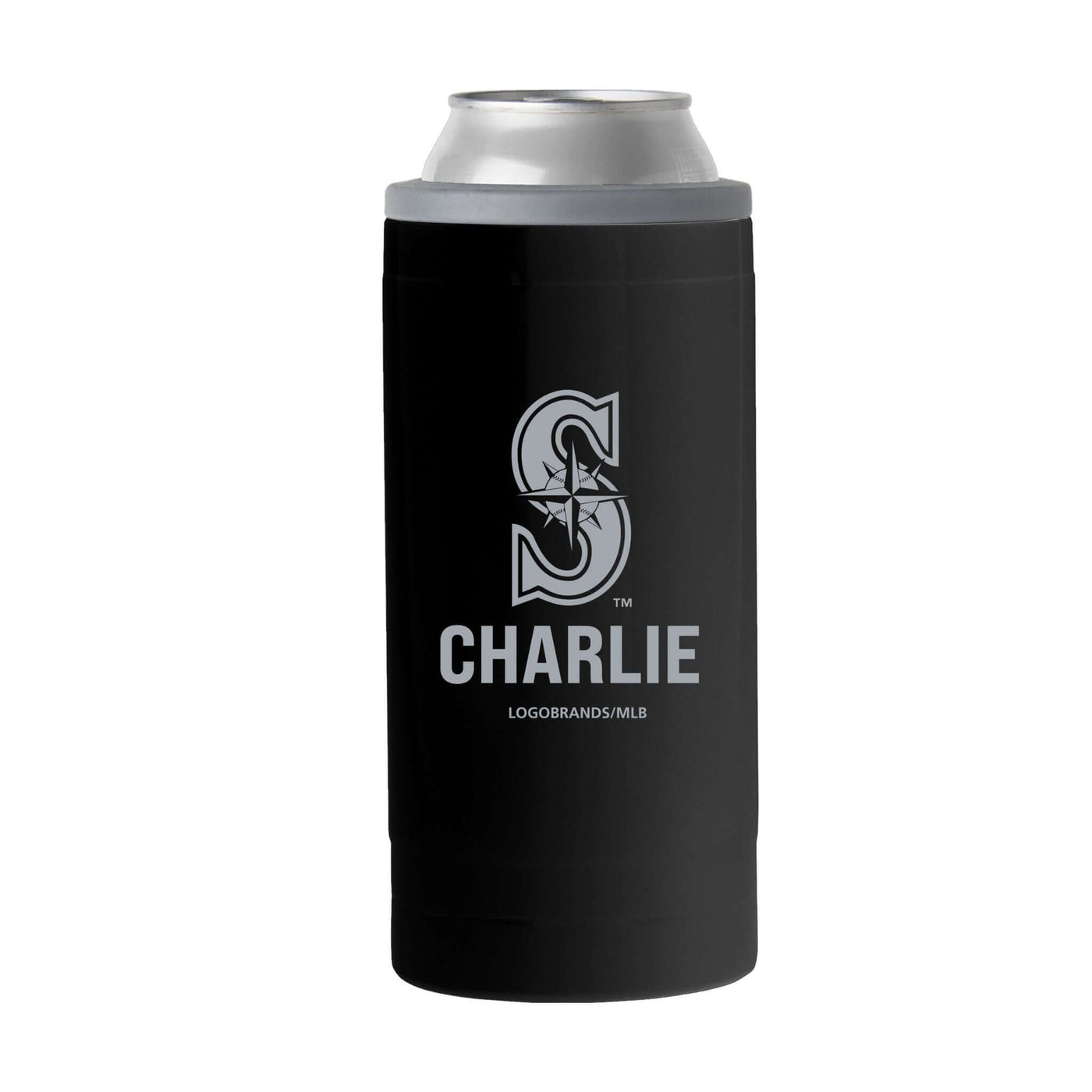 Seattle Mariners Personalized 12oz Black Sim Can Coolie - Logo Brands