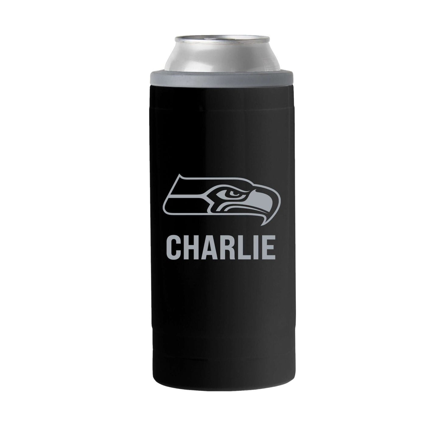Seattle Seahawks Personalized 12oz Black Sim Can Coolie - Logo Brands