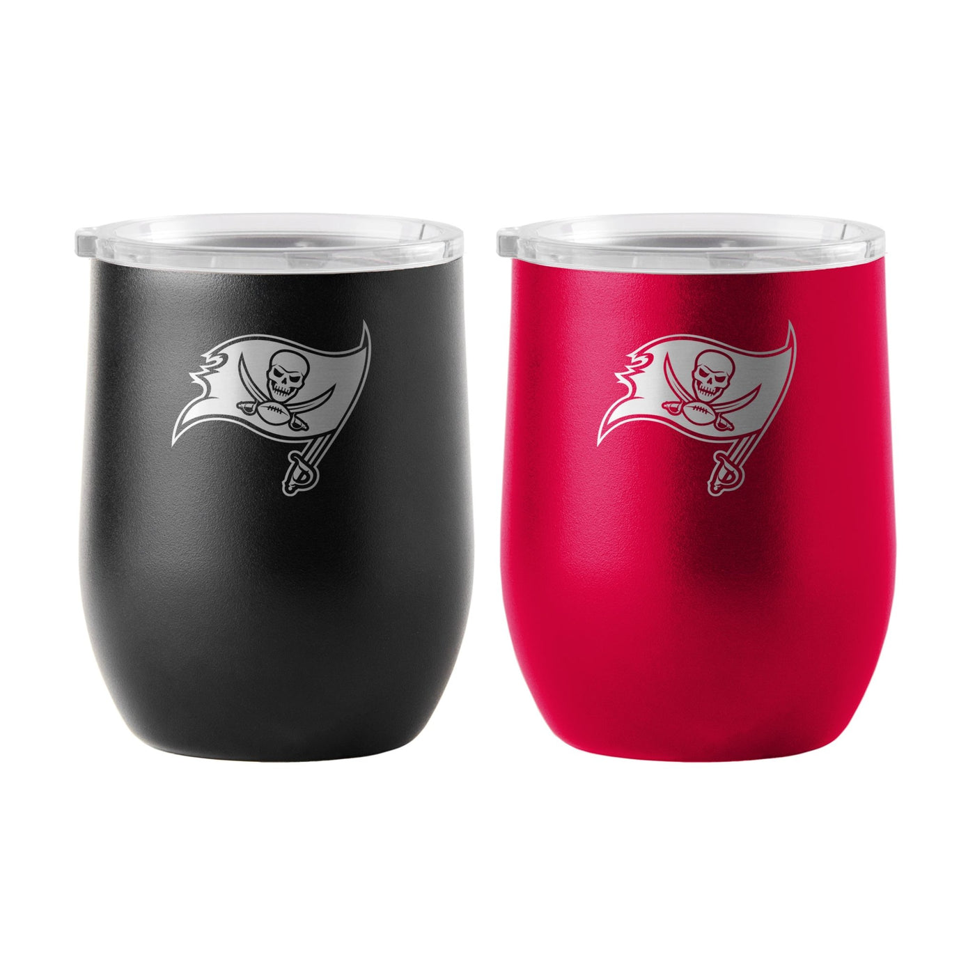 Tampa Bay Buccaneers 16oz Yours and Mine Etch Powdercoat Curved Beverage Set - Logo Brands