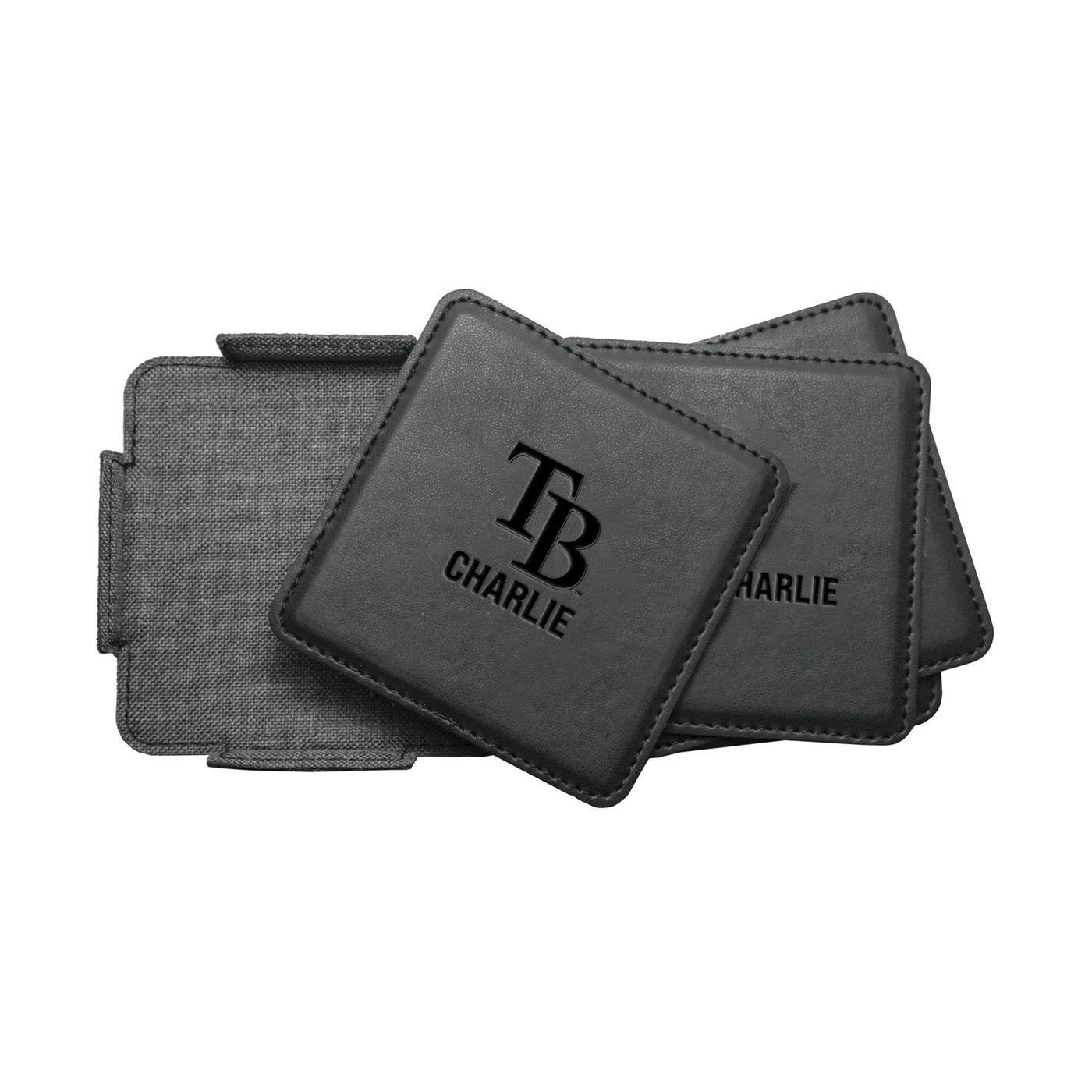 TB Rays Personalized Leatherette Coaster Set - Logo Brands