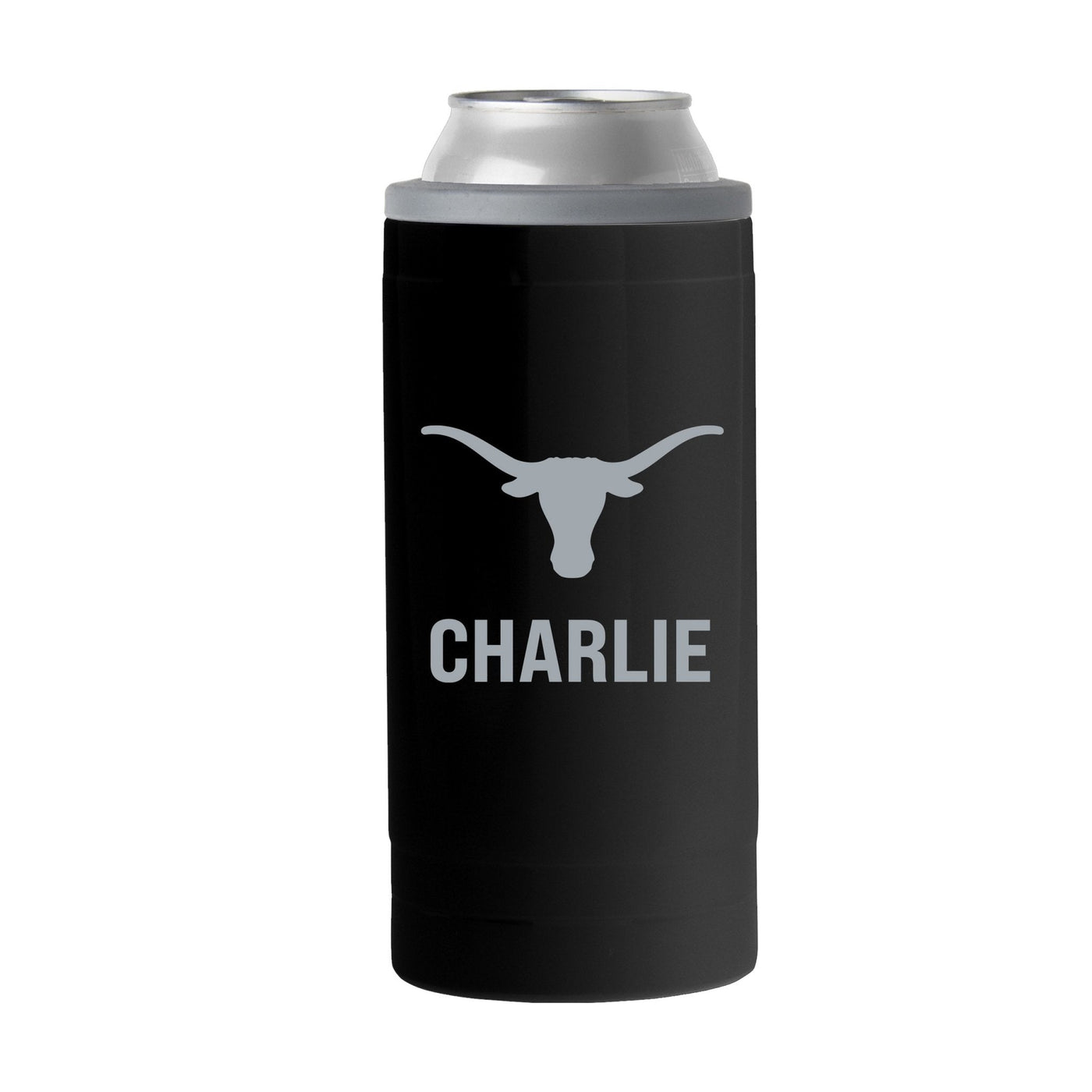 Texas Personalized 12oz Black Sim Can Coolie - Logo Brands