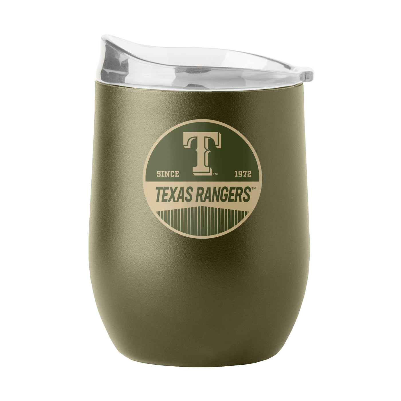 Texas Rangers 16oz Badge Powder Coat Curved Beverage - Logo Brands