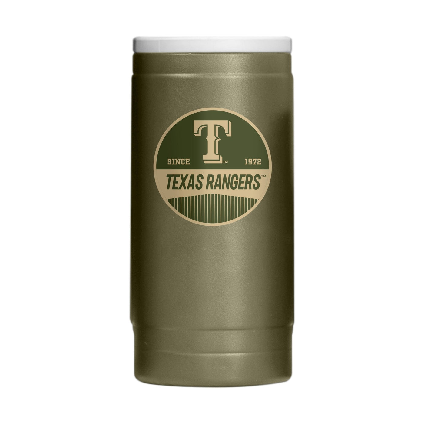Texas Rangers Badge Powder Coat Slim Can Coolie - Logo Brands