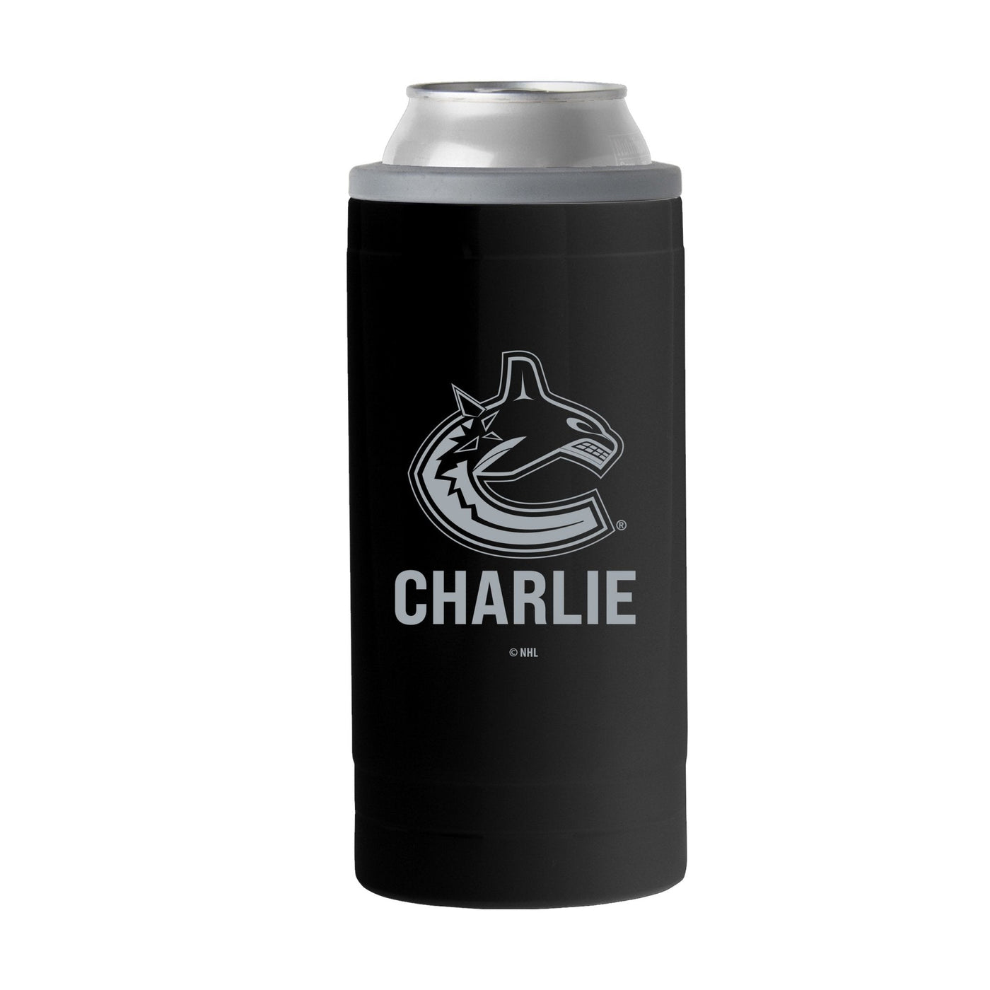 Vancouver Canucks Personalized 12oz Black Sim Can Coolie - Logo Brands