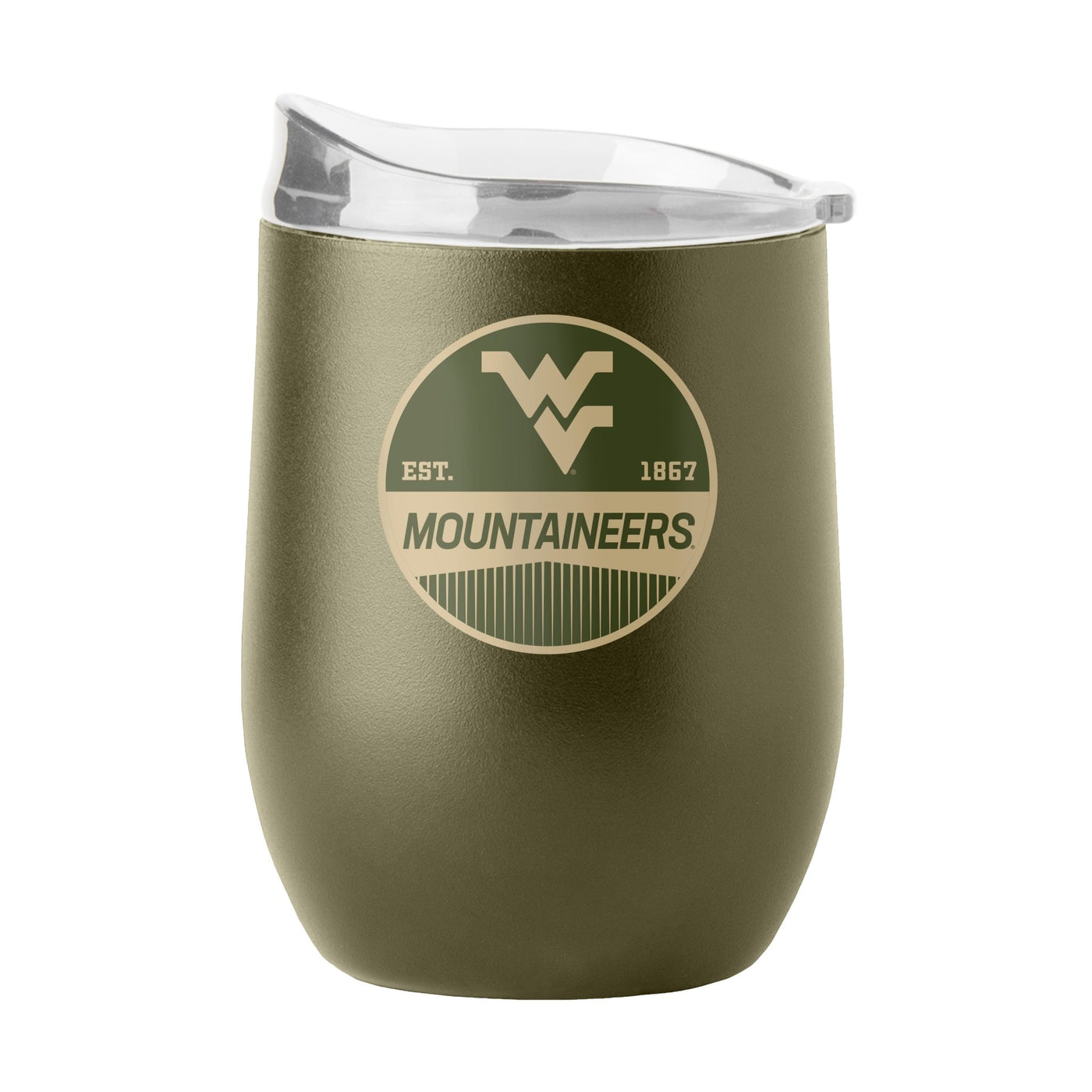 West Virginia 16oz Badge Powder Coat Curved Beverage - Logo Brands