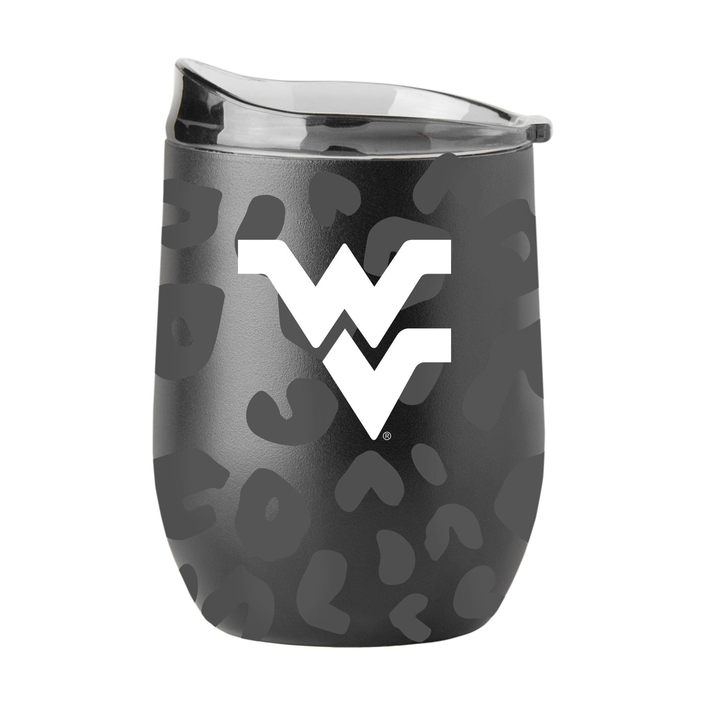 West Virginia Leopard 16oz Black Powdercoat Curved Beverage - Logo Brands