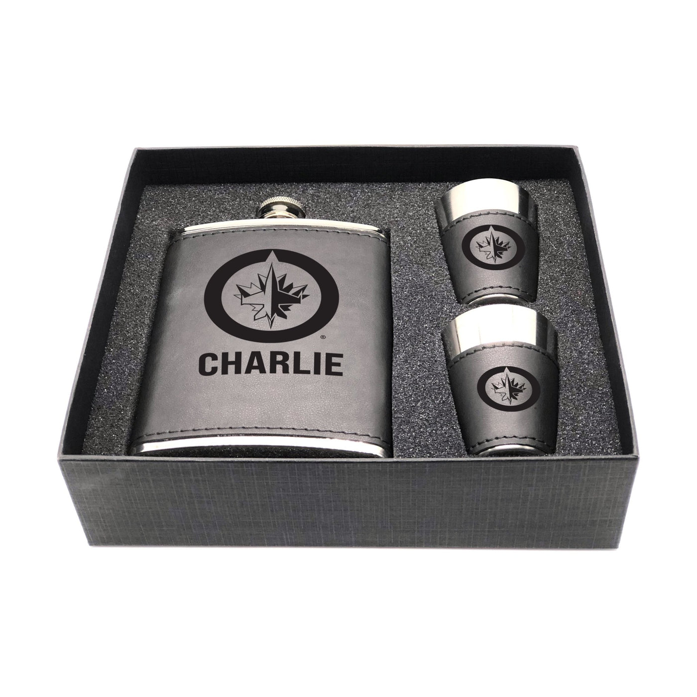 Winnipeg Jets Personalized Shot and Flask Set - Logo Brands