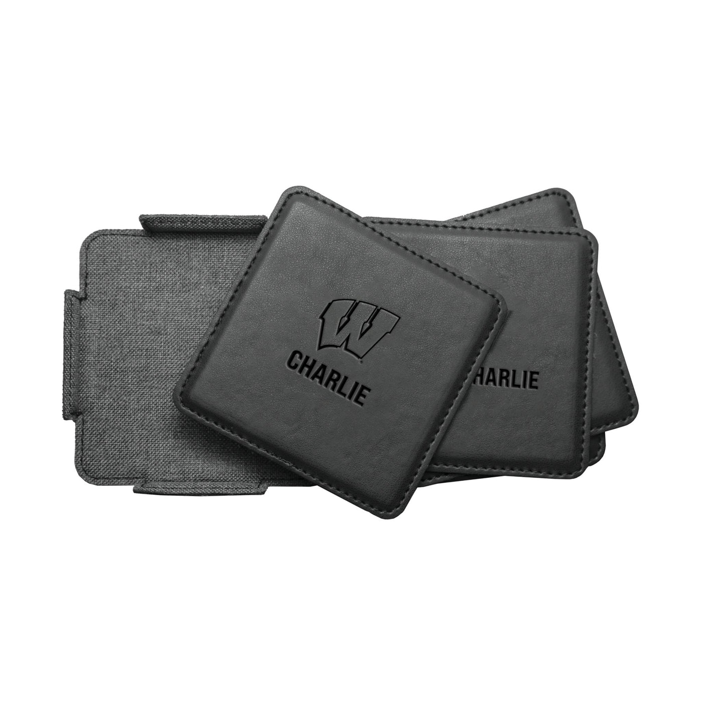 Wisconsin Personalized Leatherette Coaster Set - Logo Brands