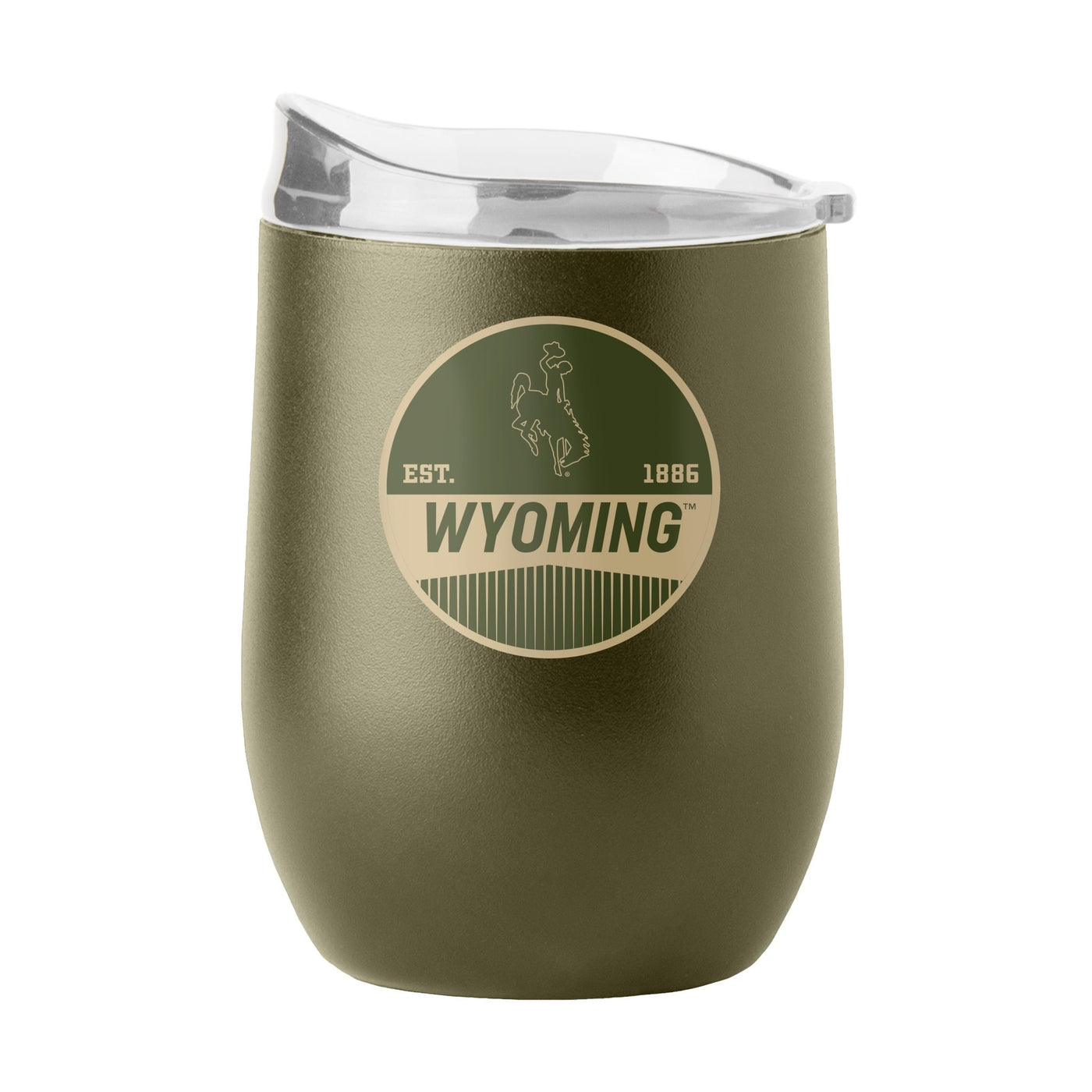 Wyoming 16oz Olive Badge Powder Coat Curved Bev - Logo Brands