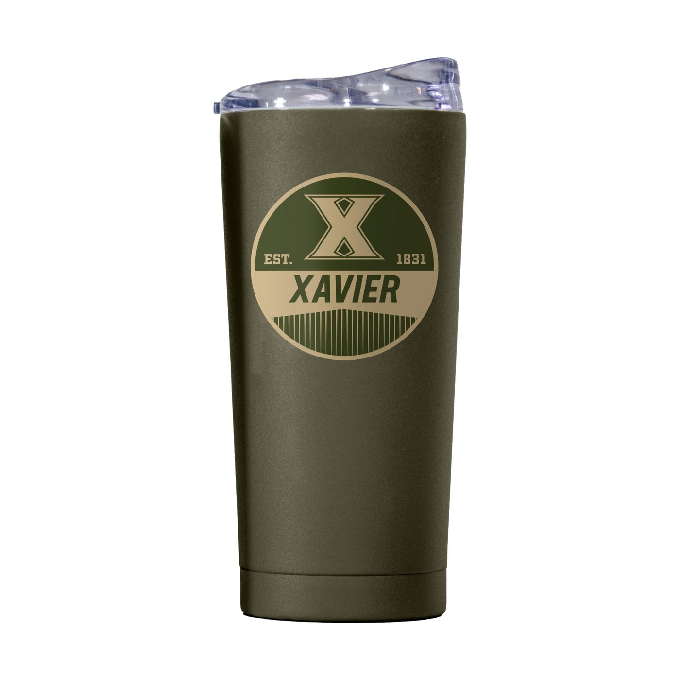 Xavier 20oz Olive Badge Powder Coat Tumbler - Logo Brands